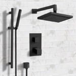 Remer SFR43 Matte Black Thermostatic Shower System with 8 Inch Rain Shower Head and Hand Shower